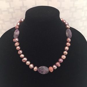 Mauve Freshwater Pearl Necklace by Gardenia